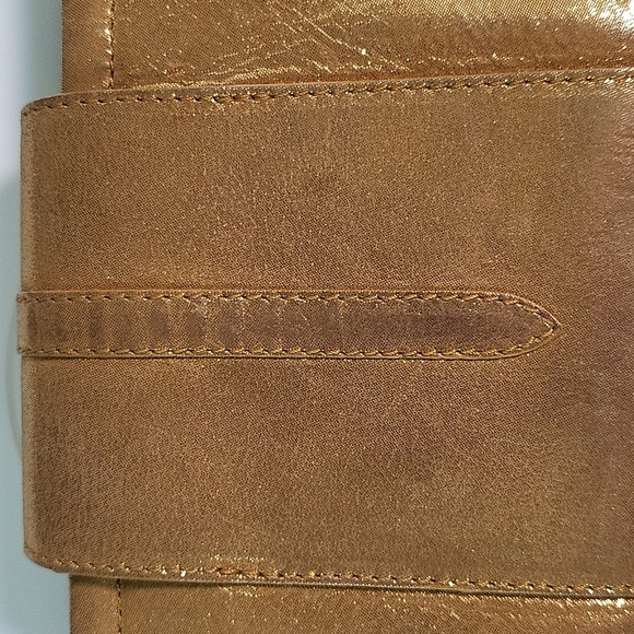 Jimmy Choo Gold Tone Metallic Leather Clutch/Wristlet - Picture 5 of 15